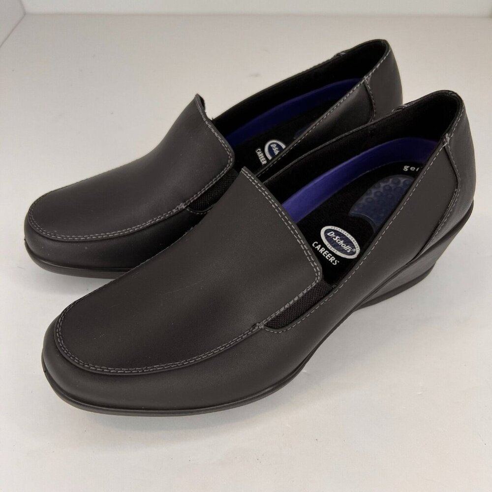 Dr. Scholls Womens 36120076 Black Gel Cushion Leather Size 7 Slip-On Shoes